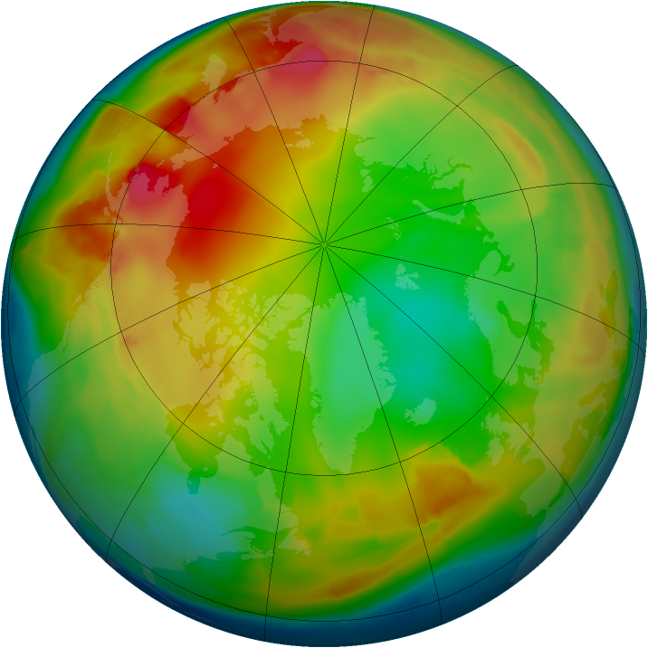 Arctic ozone map for 14 January 2010